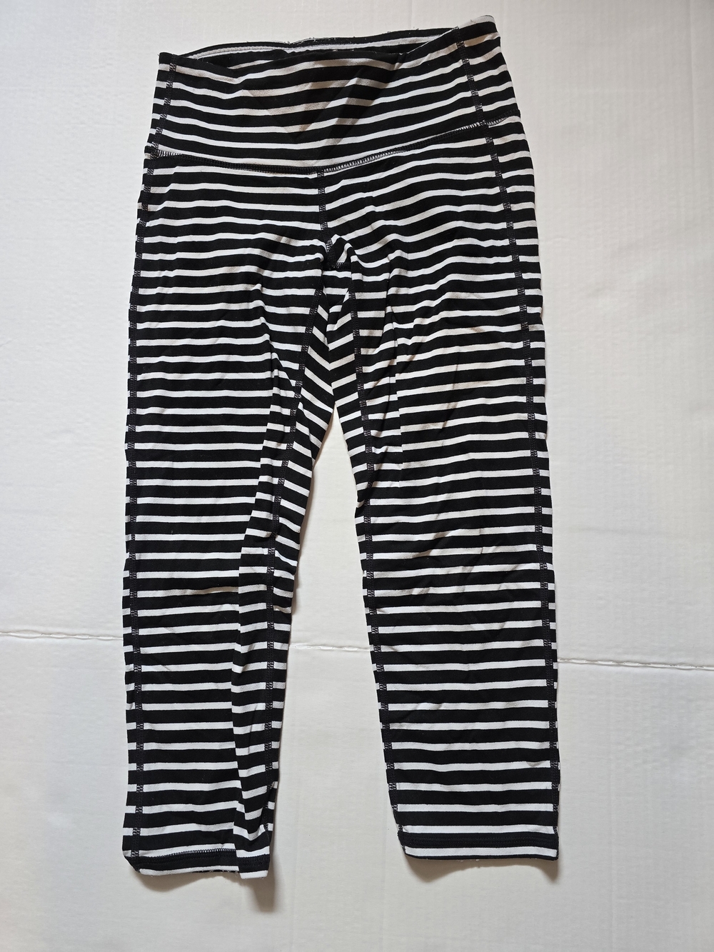 Athleta Black and White Striped Leggings